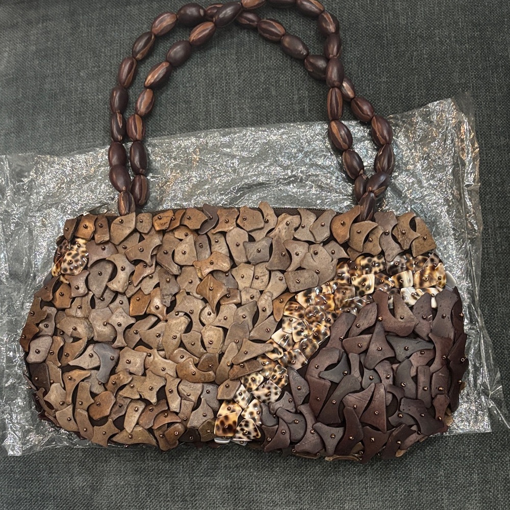 Brown and Tan Women's Handbag